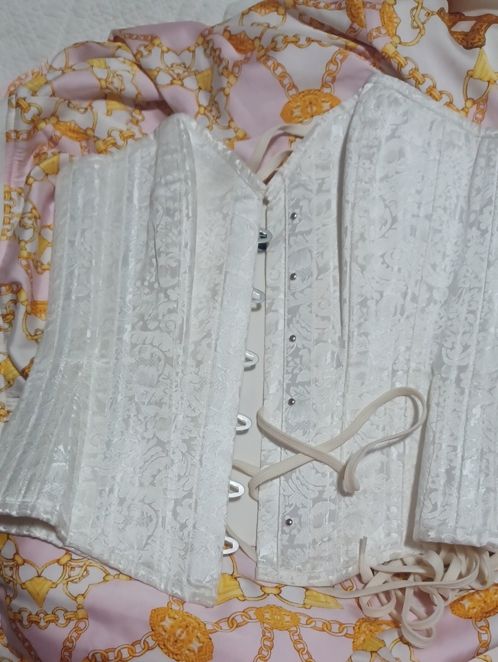 CORSET STORY Milk White Corset Brocade Satin Sz.24